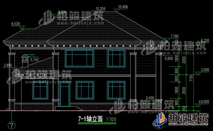 二層帶露台農村簡單小別墅設計圖紙BZ2201-新中式風格