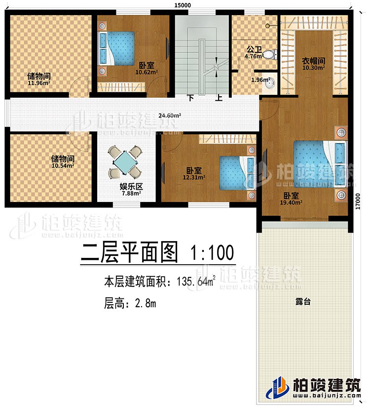 閣樓：娛樂區、2儲物間、3臥室、衣帽間、露台